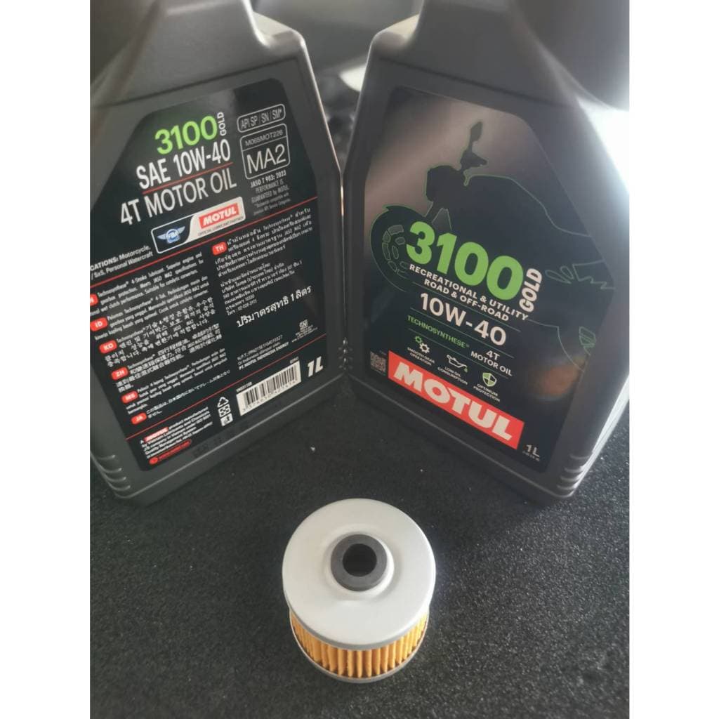 ชุดถ่ายน้ํามันเครื่อง MOTUL3100GOLD 10W-40 2 ลิตร ฟรีกรองHONDA CBR250R CRF250L CBR300R CRF300L CRF300