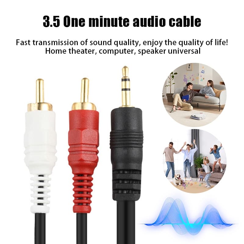 สายลําโพง 1 ออก 2 RCA Cable ยาว 1.5/3 เมตร สายสัญญาณเสียง 3.5mm to RCA สําหรับมือถือ คอมพิวเตอร์ โฮมเธียเตอร์