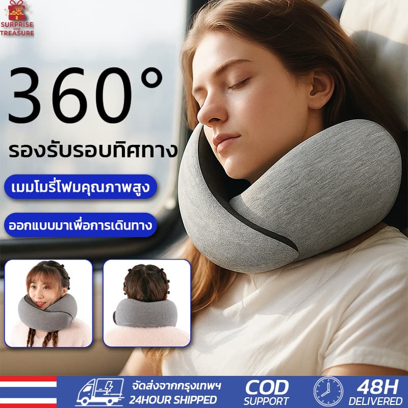 หมอนเดินทางU💤 หมอนรองคอแบบพกพา รองรับ360° เมมโมรี่โฟมที่คืนตัวช้า ป้องกันการก้มคอ ออกแบบตามหลักสรีรศาสตร์…