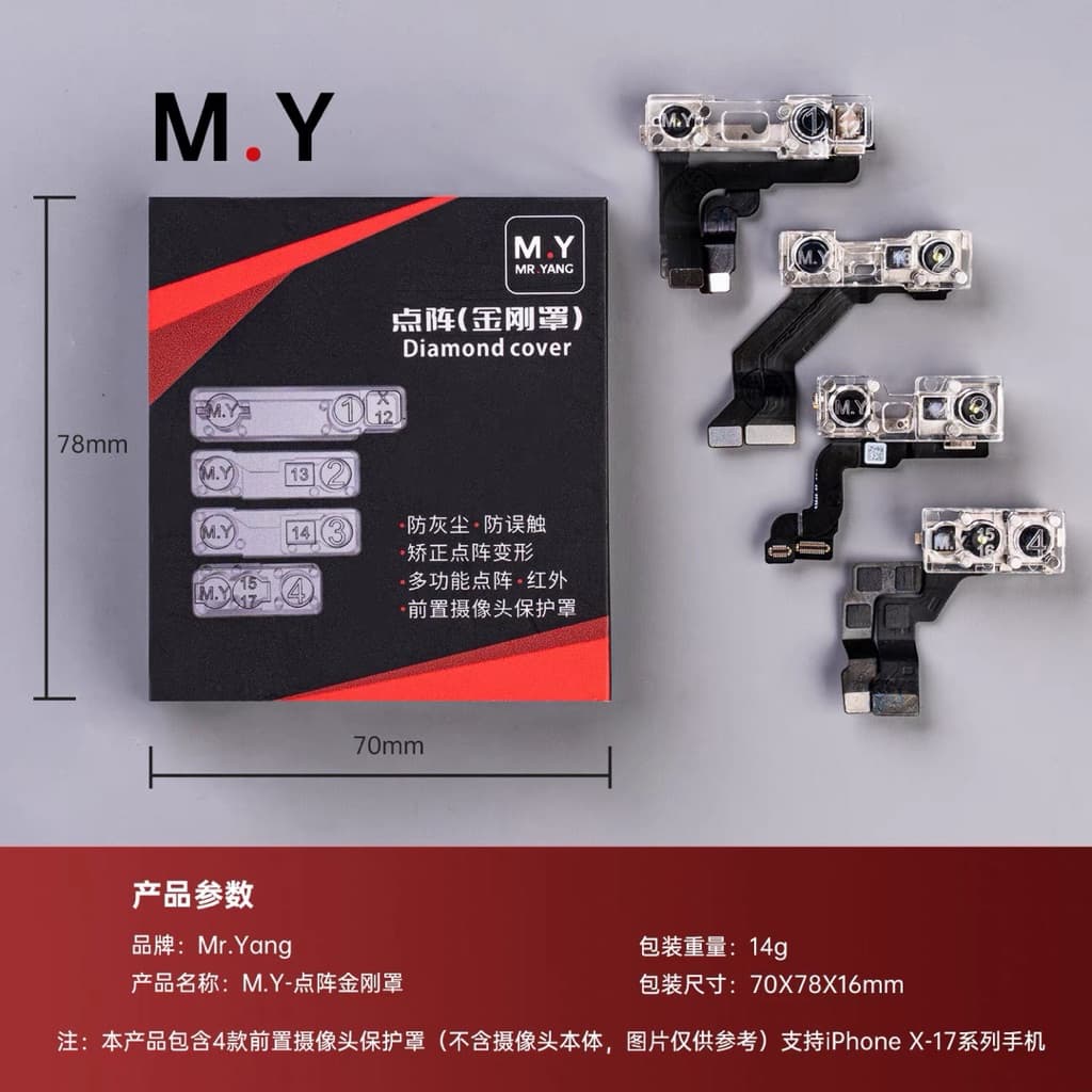 ฝาครอบป้องกันกล้องหน้า Mr.Yang ฝาครอบป้องกันเลนส์อินฟราเรดแบบดอทเมทริกซ์อเนกประสงค์ X 11 12 13 14 15 16-17