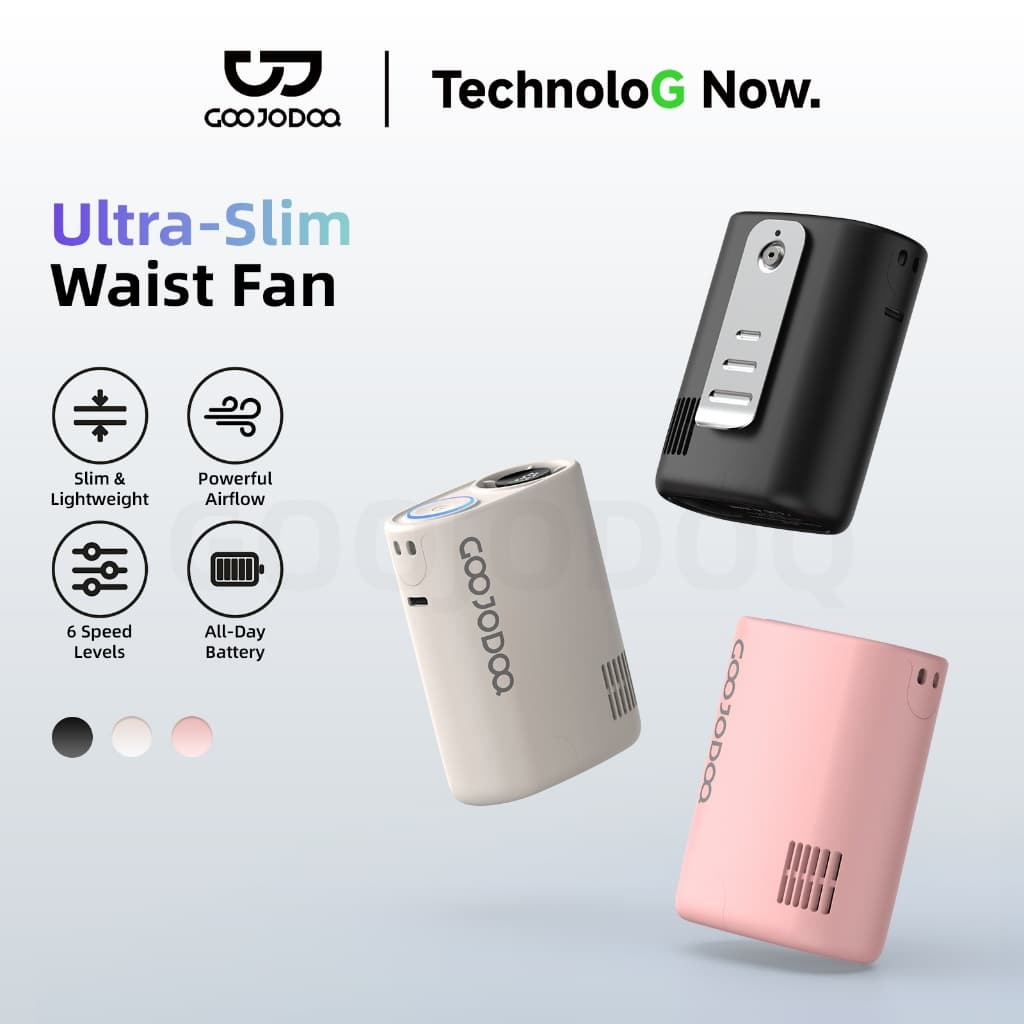 GOOJODOQ Gfs021 พัดลมพกพา พัดลมคาดเอวแบบหนีบ วินาที การสลับความเร็วพัดลม 6 ระดับ 3000mAh