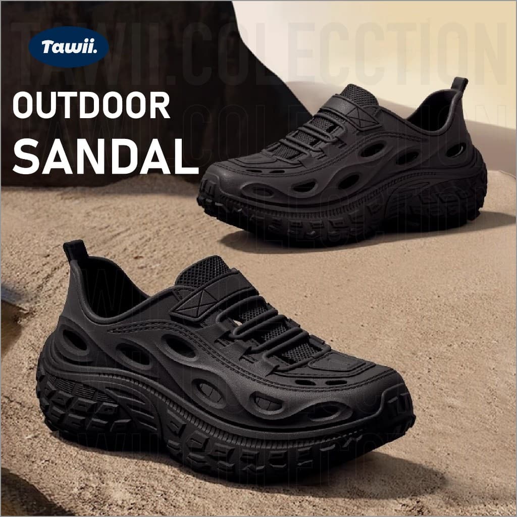 Tawii. Outdoor Sandals รองเท้าแตะ Unisex กันลื่น ไม่อับอากาศ รองเท้าแตะชายหาดสําหรับกลางแจ้ง