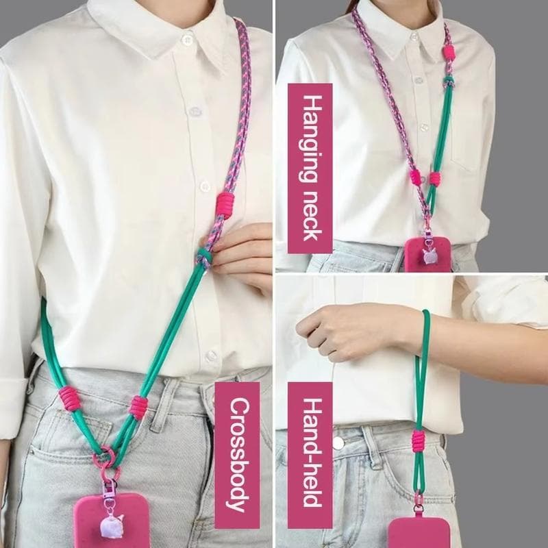 สายสะพายสไตล์สวยงามปรับระดับได้Anti-Lostสายคล้องโทรศัพท์แบบปรับได้สามแบบสําหรับผู้หญิง สายคล้องไหล่แบบยาโซ่ยาว