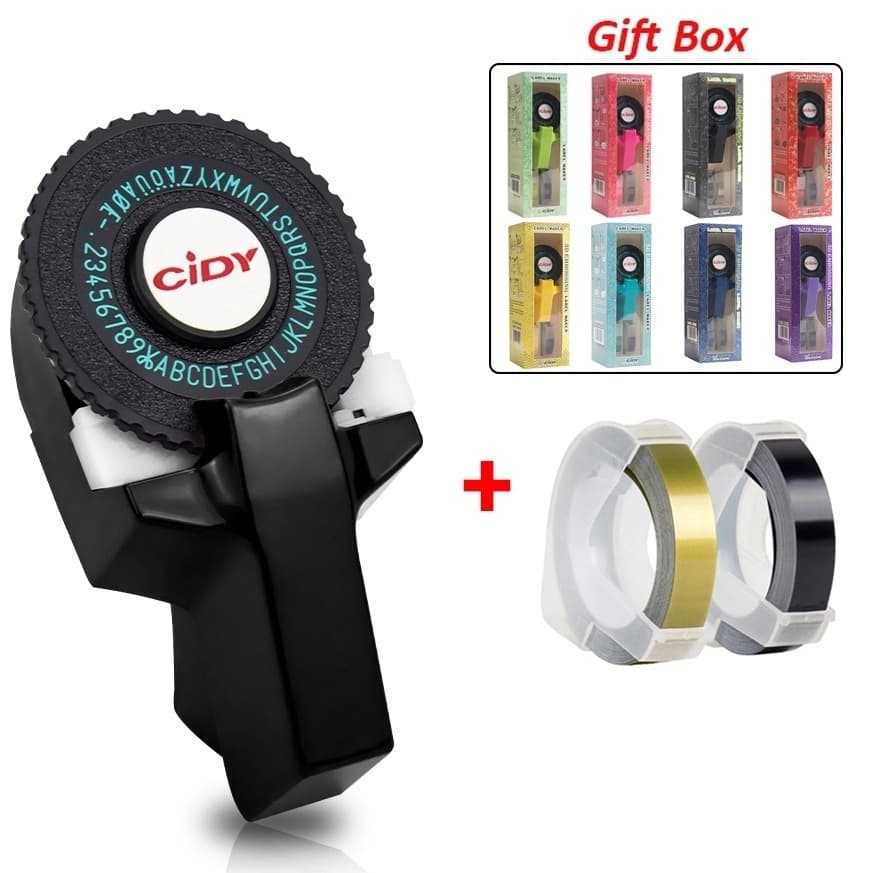 เครื่องทําฉลาก CIDY C101 DIY หลากสี พร้อมเทป 2 เทป 9mm ติดของ เขียนแบบแมนนวล หรือเติมลายนูน 3D 9 มม. 3 ชิ้น…
