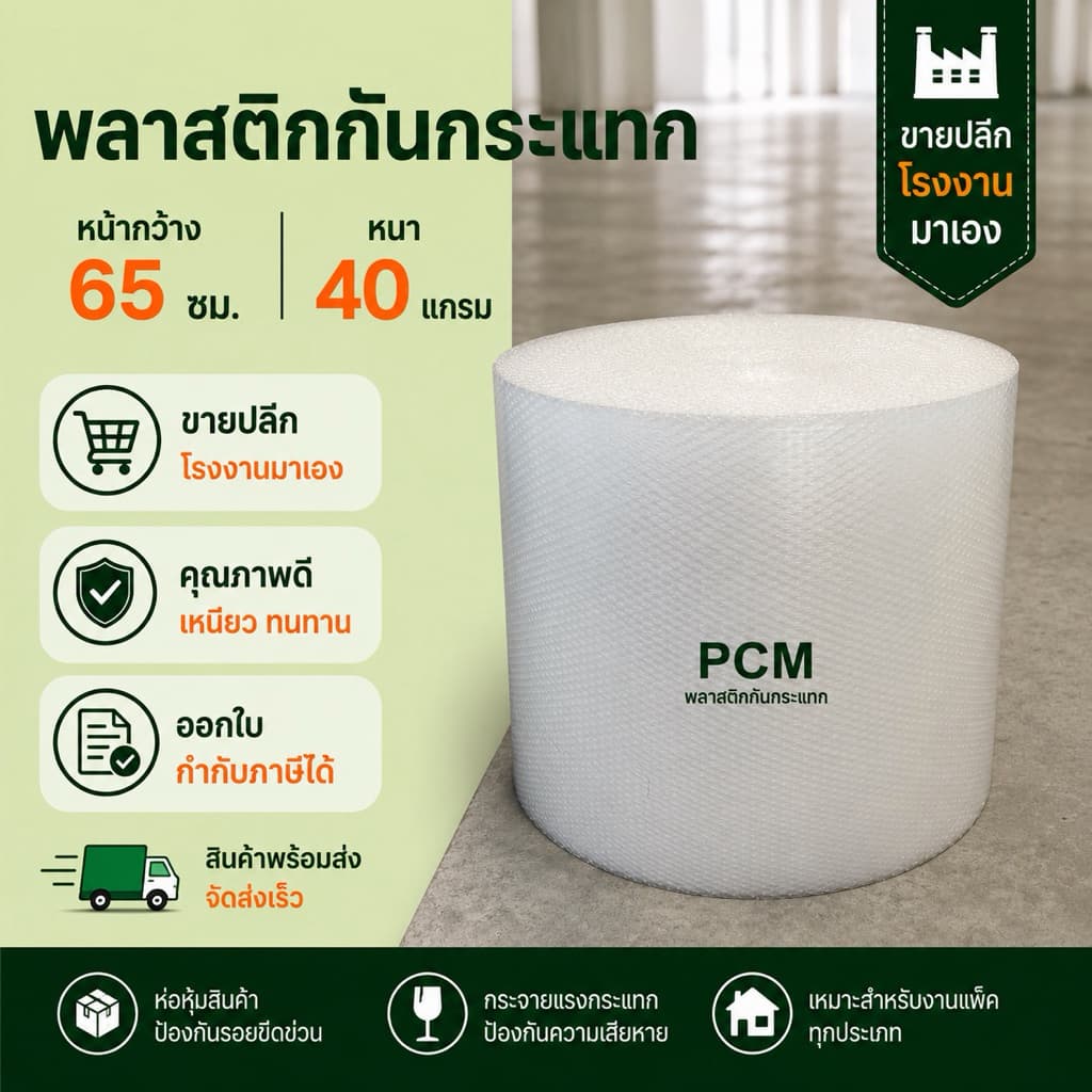 บับเบิ้ลกันกระแทก65x100เมตร หนา 40แกรม สินค้าพร้อมส่ง **ออกใบกํากับภาษีได้** ลูกค้าทักแชทแจ้งรายละเอียด