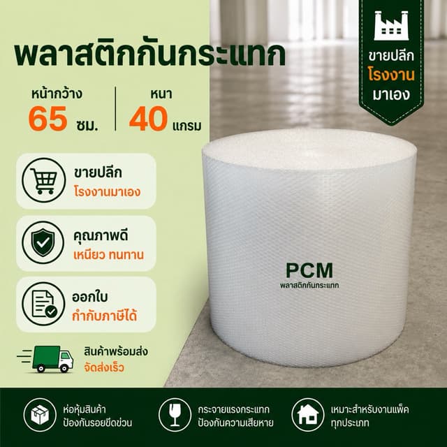 บับเบิ้ลกันกระแทก65x100เมตร หนา 40แกรม สินค้าพร้อมส่ง **ออกใบกํากับภาษีได้** ลูกค้าทักแชทแจ้งรายละเอียด
