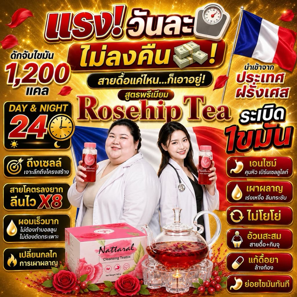 คอร์ส10วัน 1แถม1 [ทานได้ถึง20วัน] ลด3-7nn. ไม่เห็นผลคืนเงิน เข้มข้นX8 Rosehipชาออร์แกนิกฝรั่งเศส…