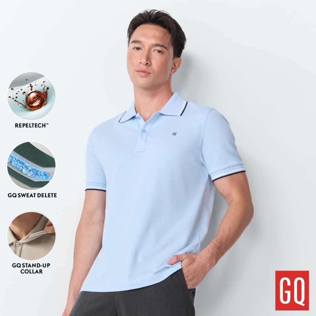 GQ Perfect PoloTM เสื้อโปโลอําพรางคราบเหงื่อ ดีไซน์ Twin T​ipped ให้เสน่ห์แบบหนุ่มบริติช [2 ตัวเพียง 2,090.-]