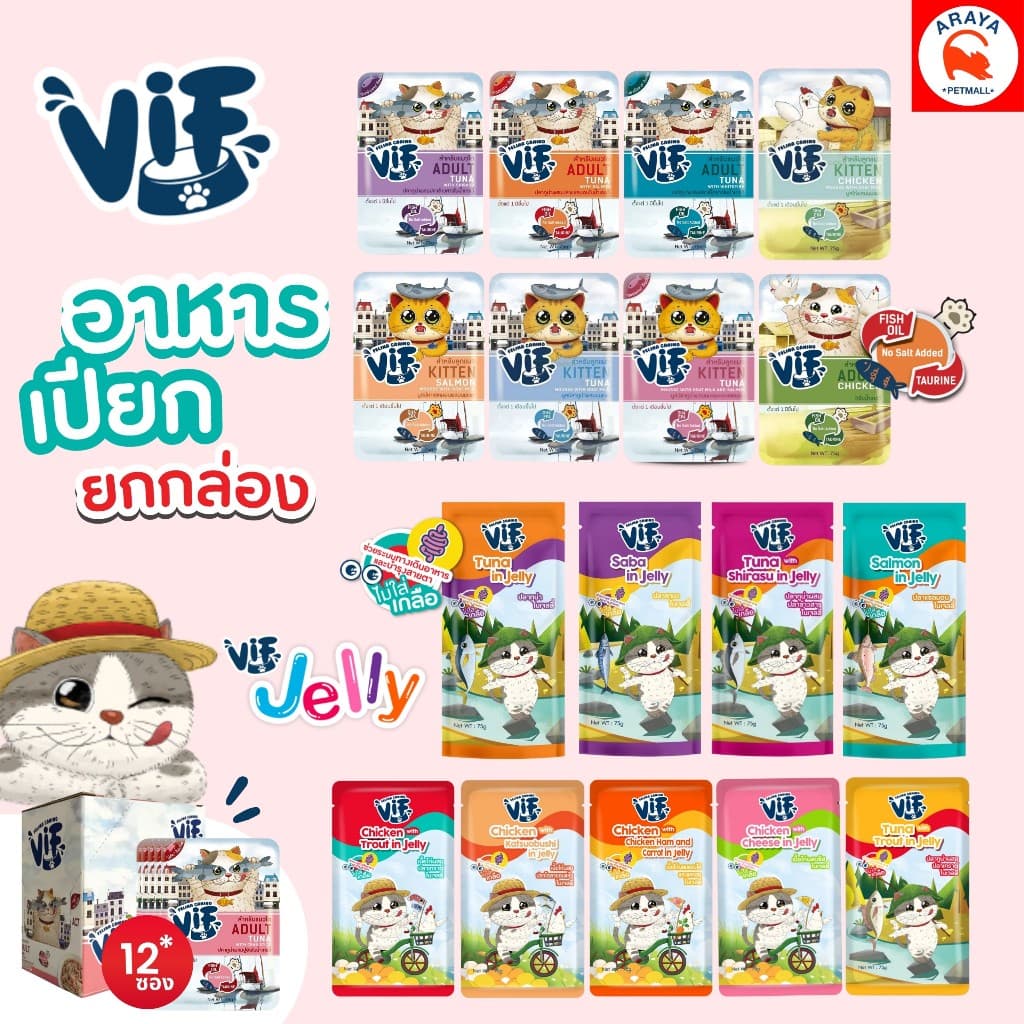 *ยกโหล 12ซอง x75g.* Felina Canino VIF อาหารเปียกแมว เฟลินา คานิโน วิฟ ขนาด 75 กรัม