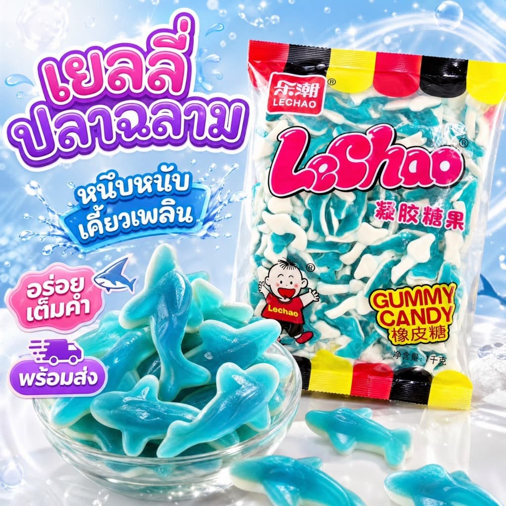 เยลลี่ฉลาม LeChao Shark 1 กิโลกรัม หนึบหนับ เคี้ยวเพลิน สดชื่นทุกคํา