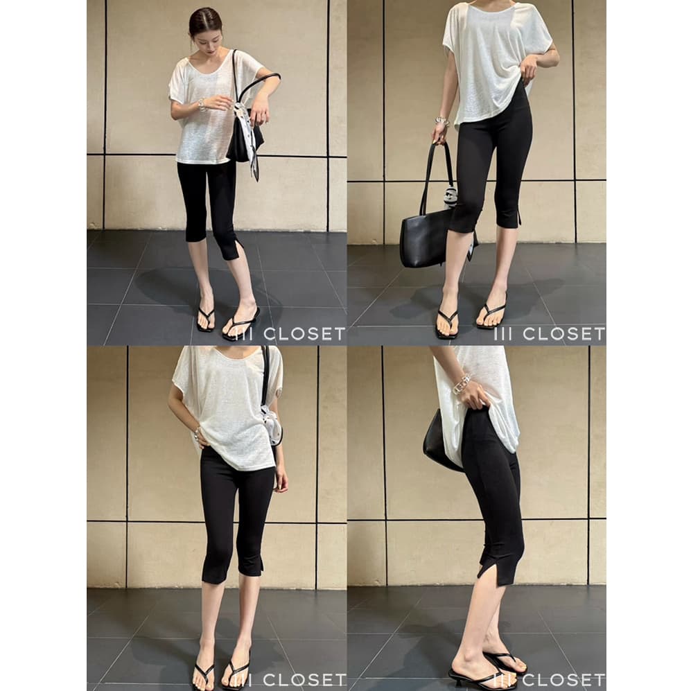 กางเกงคาปรี 4 ส่วน lll Freesize lll RAYON005 ผ่าข้างปลายขา เอวสม็อก ทรงเข้ารูป เก็บทรงสวย เนื้อผ้าเรยอน…