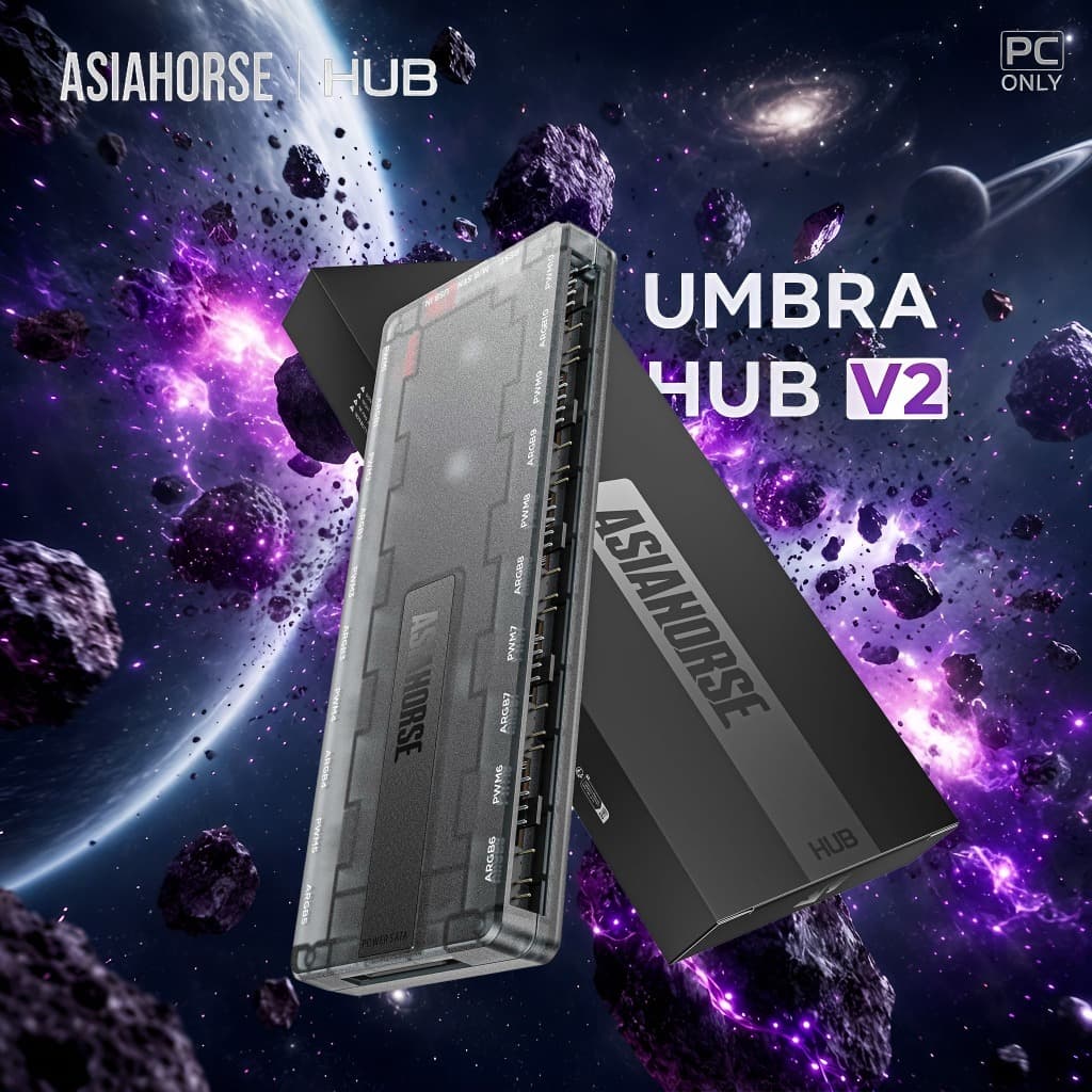 ASIAHORSE UMBRA [V2] 10-Port ARGB & PWM Case Fan Hub for PC / กล่องฮับ RGB ต่อพ่วงพัดลมคอม 10 พอร์ต