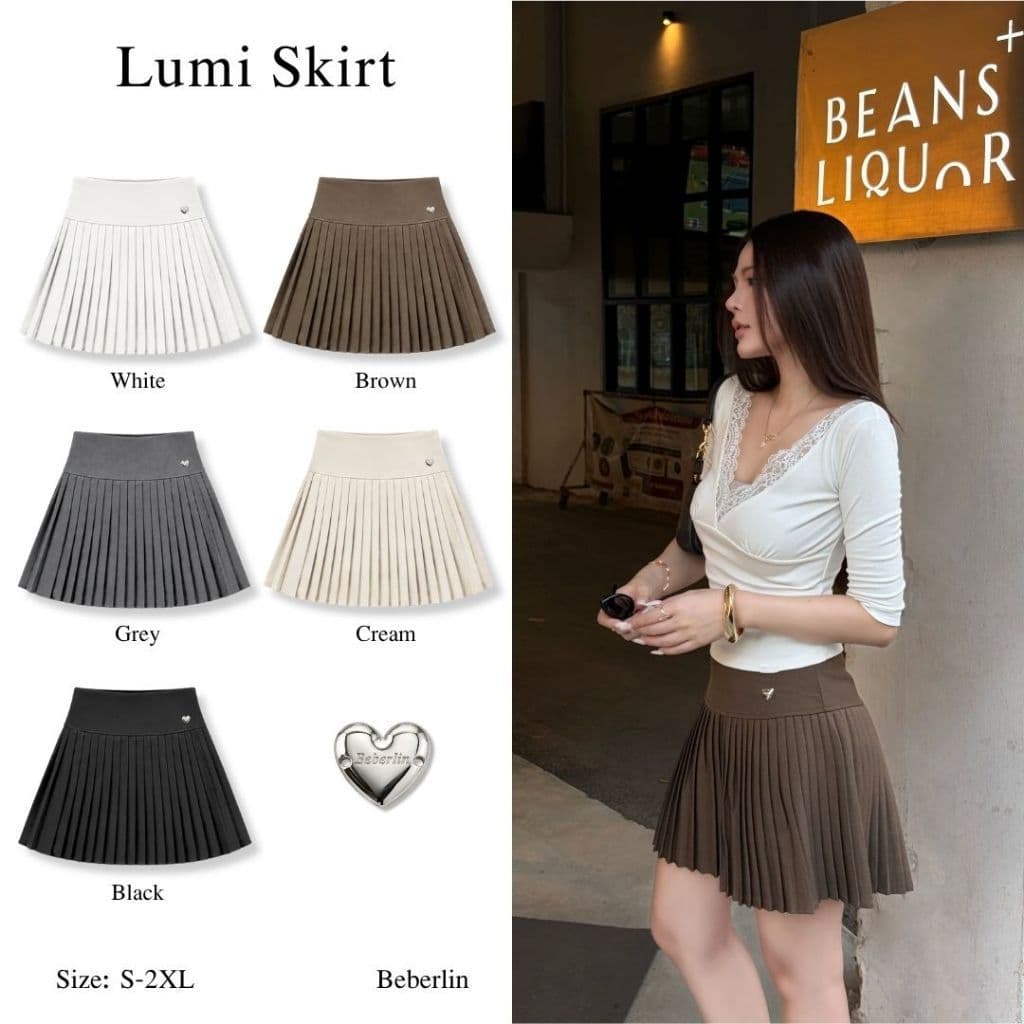 Beberlin กระโปรงทรงพลีทจีบเล็ก มีซับใน รุ่น Lumi Skirt / No : 1016