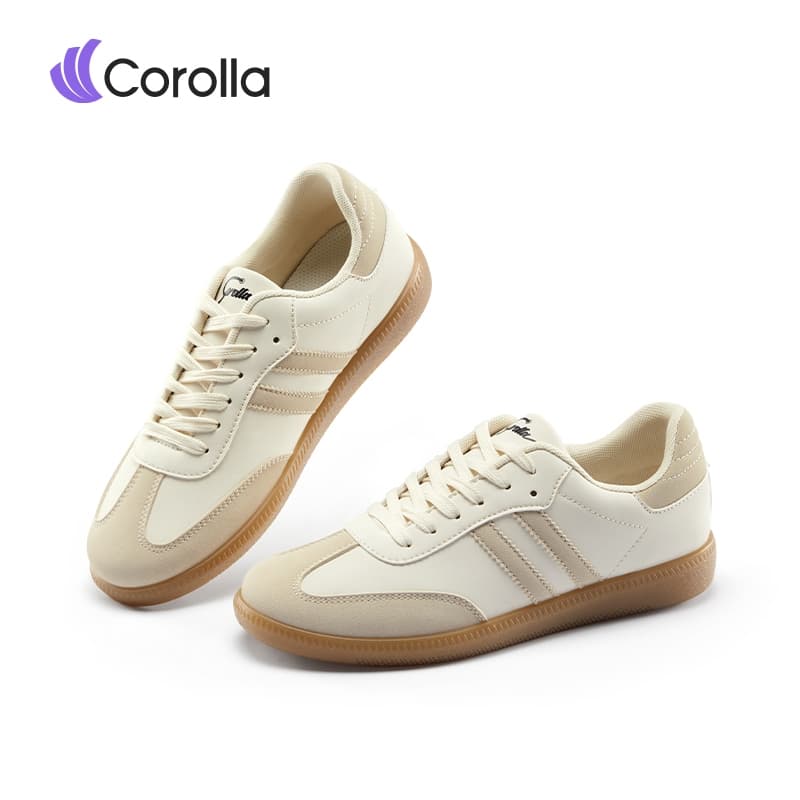 Corolla รองเท้าลําลองส้นแบน ดีไซน์เบสิค สําหรับผู้ชาย ผู้หญิง หนังต้านเชื้อแบคทีเรีย กันน้ํา