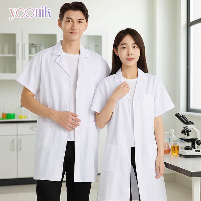เสื้อกาวน์ยูนิฟอร์ม แขนสั้น-แขนยาว เสื้อคลุมกันฝุ่น สําหรับห้องปฏิบัติการ