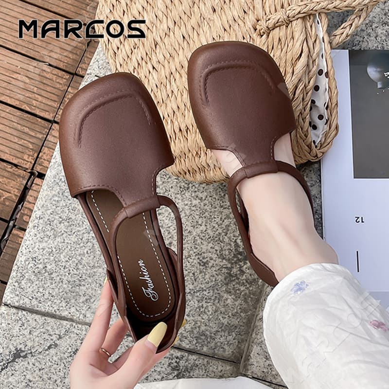 MARCOS รองเท้าแตะผู้หญิง ส้นแบน สไตล์โรมัน สไตล์เกาหลี รองเท้าแฟชั่นผู้หญิง ชายหาด รอง เ ทา แตะผู้หญิง #04