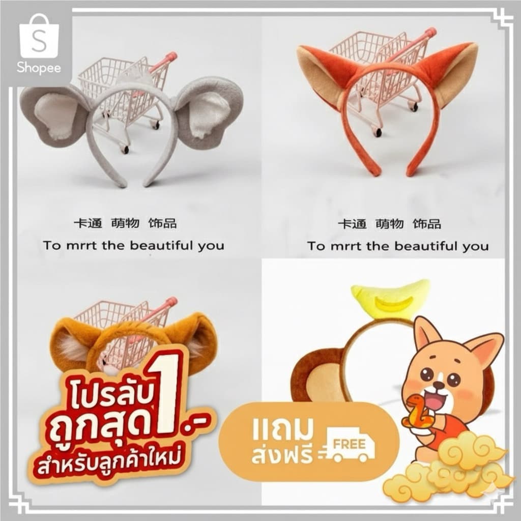 ที่คาดผมสัตว์หูช้าง ที่คาดผมตุ๊กตา สวนสัตว์ ที่คาดแฟนตาซีสัตว์น่ารัก zoo animals