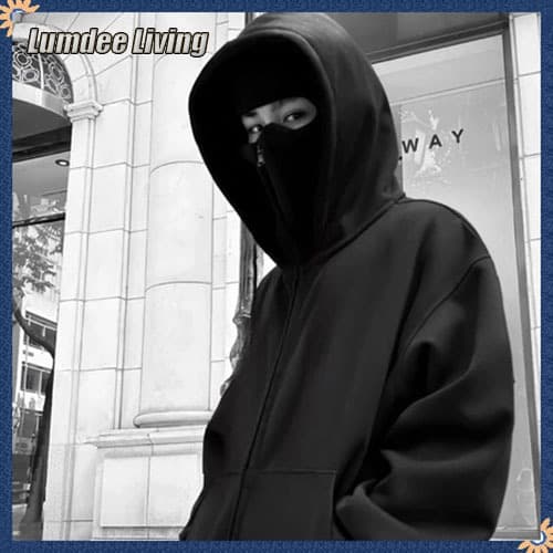 COD เสื้อฮู้ดนินจาHoodie with 2 Balaclava Face Covers, Unisex Hoodie in Non-Ruffled กันหนาวและป้องกันแสงแดด…