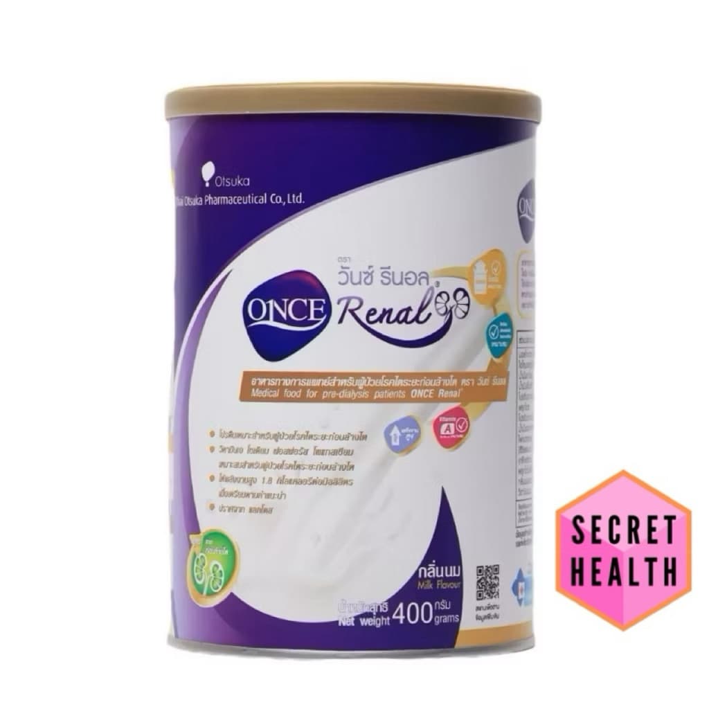 ONCE Renal Milk Flavor 400 g. วันซ์ รีนอล กลิ่นนม 400 g. อาหารสําหรับผู้ป่วยโรคไตระยะก่อนล้างไต