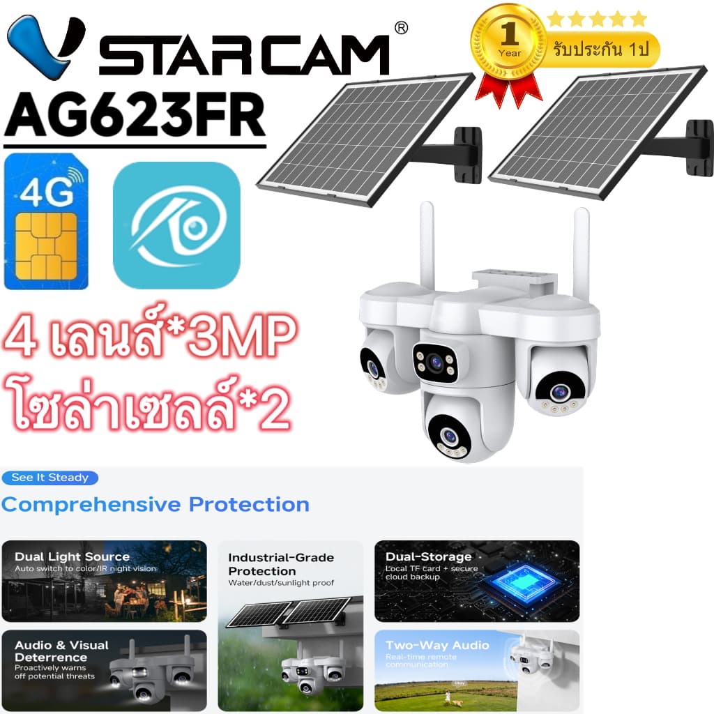 VSTARCAM AG623FR AOV Solar camera 1080P X4 4G iP Camera กล้องวงจรปิดไร้สาย