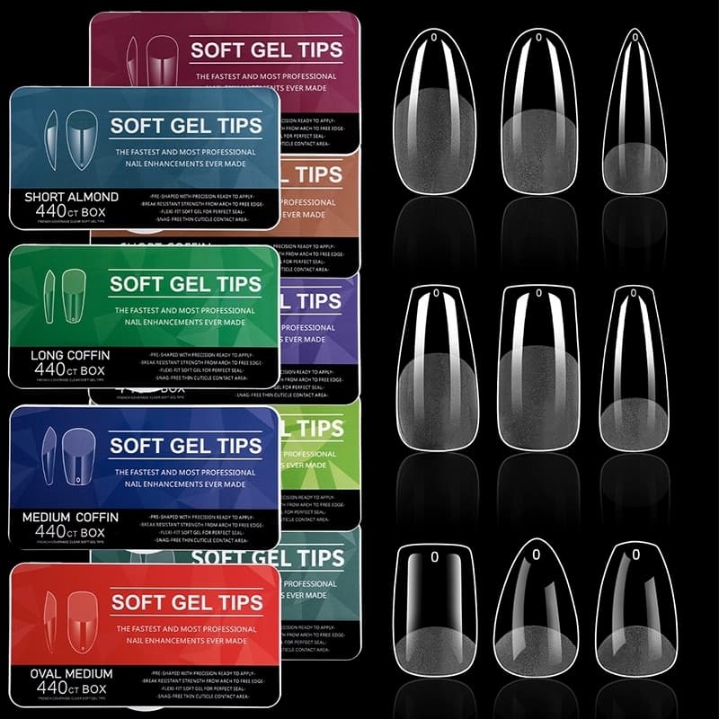 กล่องละ550ชิ้น พร้อมส่ง เล็บปลอม pvc บางเฉียบไร้รอย ขุ่นไม่ต้องขัด ไม่แตกหักง่าย เหลี่ยมยาว บัลเล่ต์ เหลี่ยม