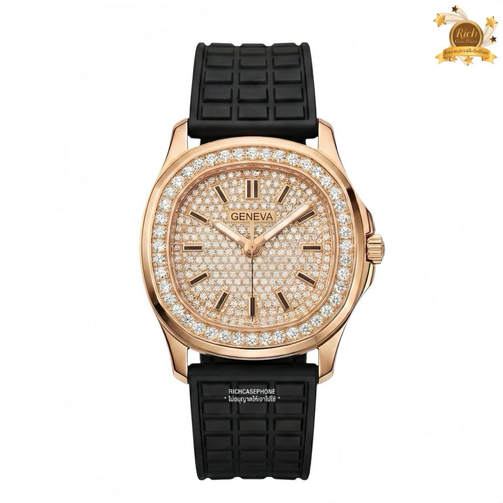 นาฬิกาข้อมือผู้หญิง GENEVA - เจนีวา แท้ รหัส GG241 หน้าปัดเพชร สายซิลิโคน มีหลายสี