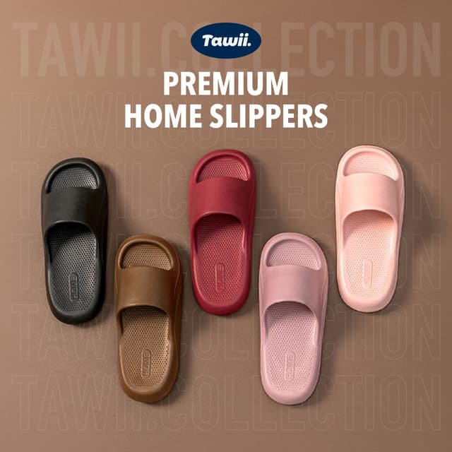 Tawii. รองเท้าแตะใส่ในบ้าน EVA รองเท้าแตะอาบน้ํานุ่มลื่นป้องกันการลื่น สไตล์ญี่ปุ่น หลายสี Unisex