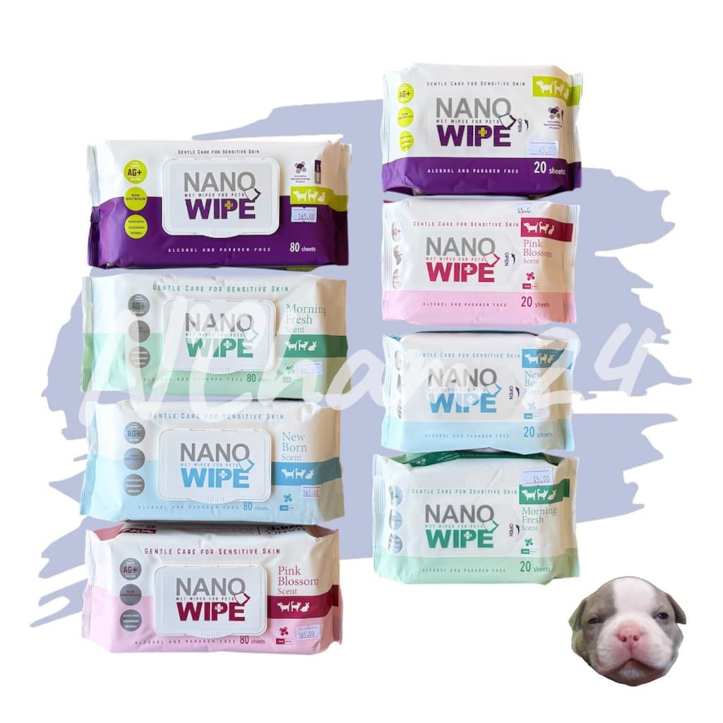 Nano Wipe บรรจุ 20 และ 80 ผืน ผ้าเปียก ทําความสะอาด สัตว์เลี้ยง แมว สุนัข ชูก้า หนูแฮม รูปที่ 1