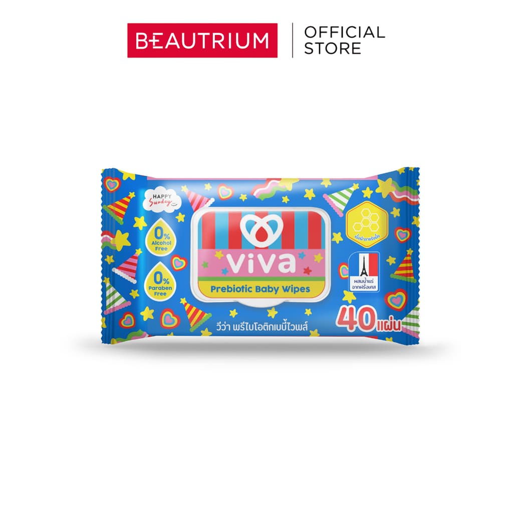 VIVA Prebiotic Baby Wipes แผ่นเช็ดทําความสะอาดผิว 40sheets