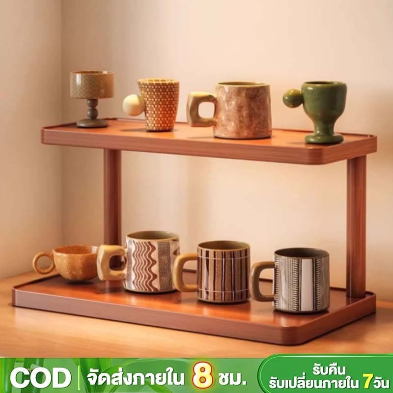 ชั้นวางของ ชั้นวางของบนเดสก์ท็อป ที่เก็บแก้ว ที่เก็บของบนเคาน์เตอร์ ที่วางแก้ว ประหยัดพื้นที่