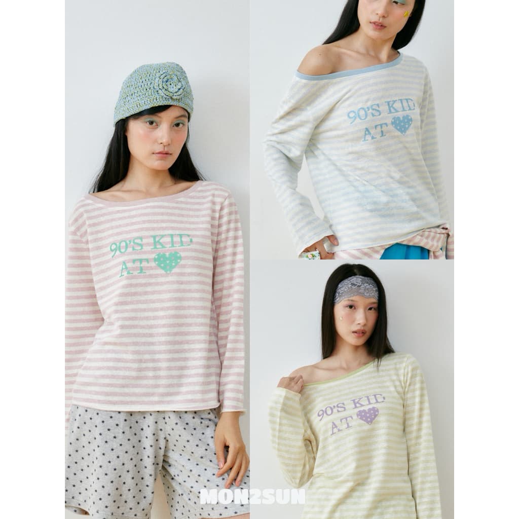 Dizzy off-shoulder long sleeve top เสื้อทรงปาดไหล่แขนยาวลายทาง