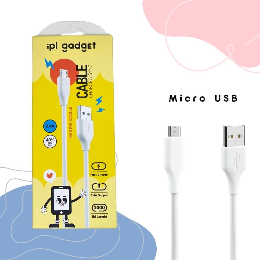 สายชาร์จ iPL gadget เป็นทั้งสายชาร์จ ชาร์จเร็ว ชาร์จไว 2.4A สายยาว 1 เมตร
