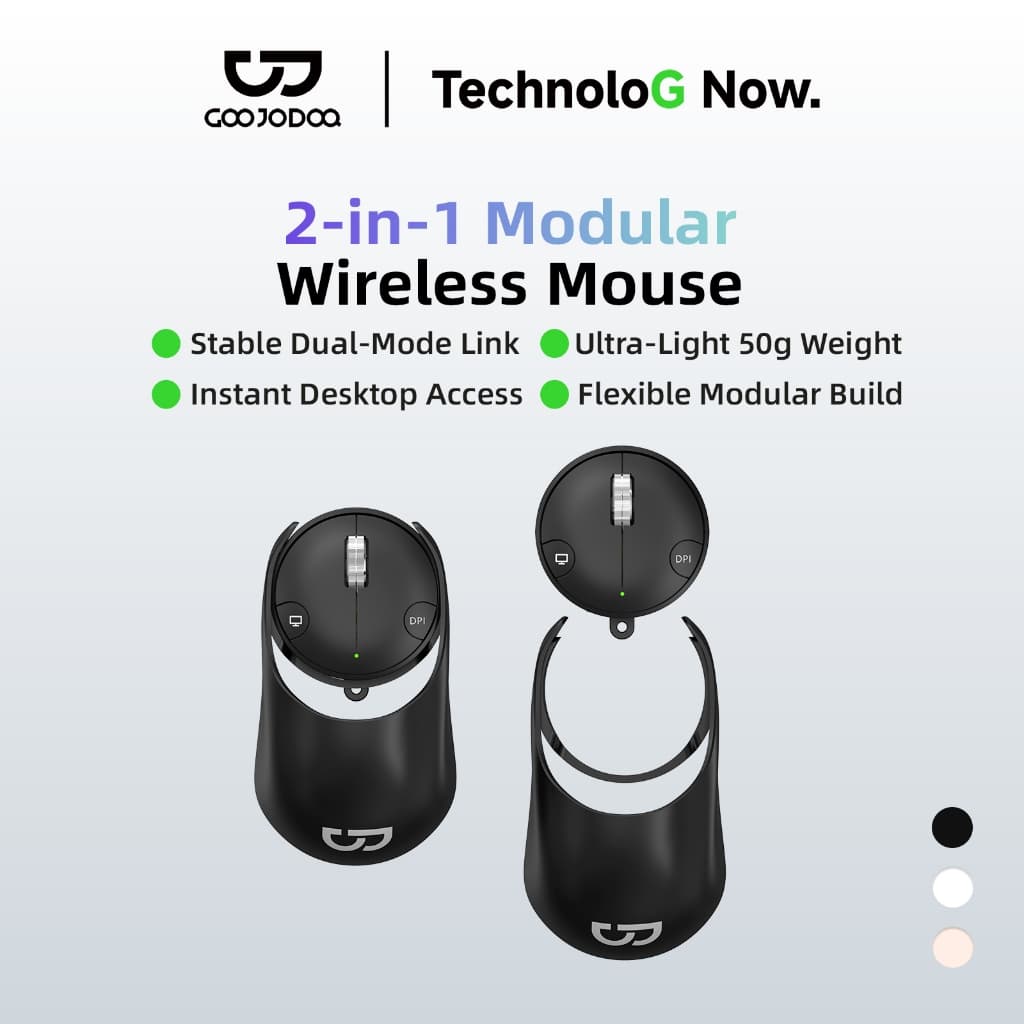 GOOJODOQ เมาส์ไร้สาย ไร้สายแบบ Dual Mode 2.4ghz Bluetooth 5.2 3 ระดับ 1600Dpi Mouse พกพาได้ ปิดเสียง
