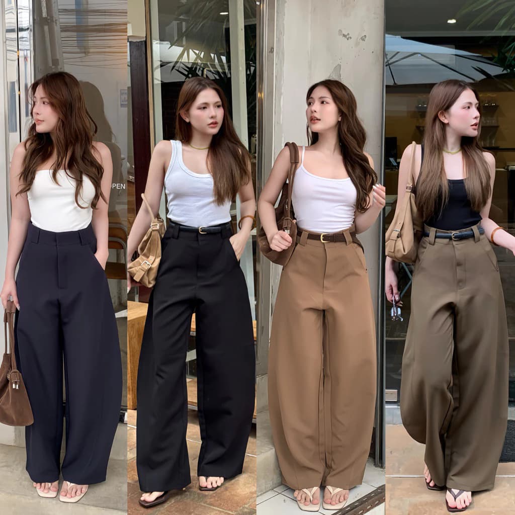 Barrel pants กางเกงขากระบอกทรงบาเรล พรางหุ่น ใส่สวย เนื้อผ้าไม่หนามาก ใส่แล้วอยู่ทรงสวย