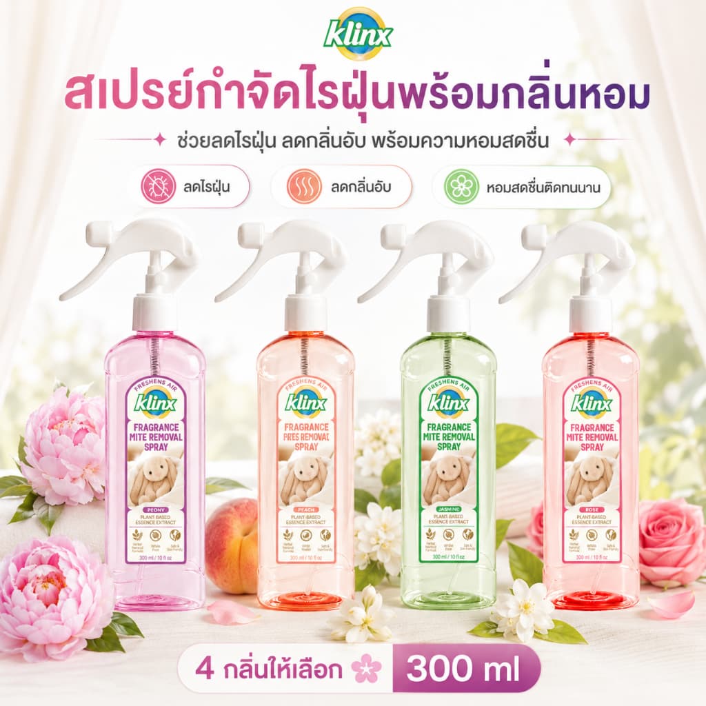 Klinx สเปรย์กําจัดไรฝุ่น สเปรย์ฉีดที่นอน ลดกลิ่นอับ กลิ่นหอมสดชื่น สําหรับที่นอน หมอน โซฟา ผ้าม่าน