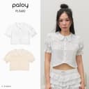 Paloy - PL5682 Tulip Top เสื้อแขนตุ๊กตา คอบัว รูดอกแต่งลูกไม้เรเยอร์อกด้านบนแต่งลูกไม้