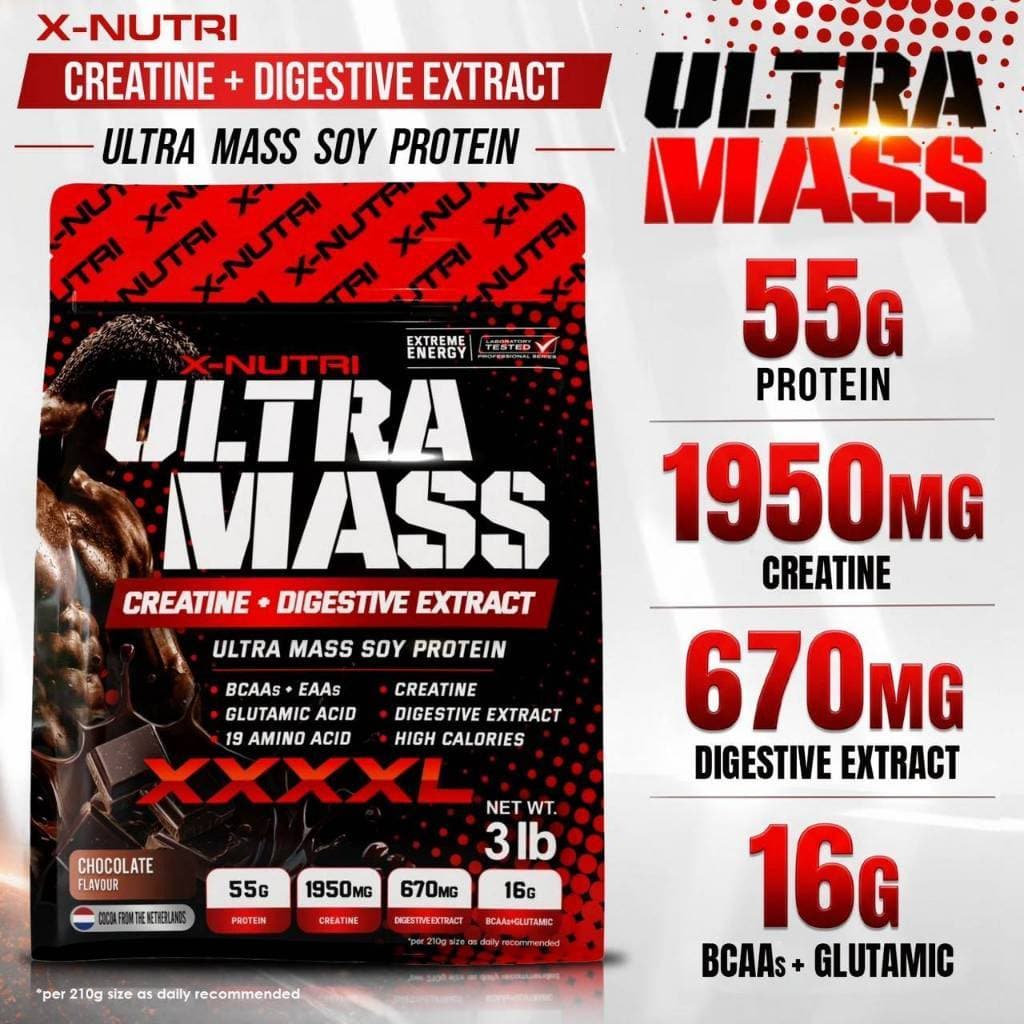 X-NUTRI ULTRA MASS XXXXL CREATINE PLUS ขนาด 3 LB เพิ่มน้ําหนัก สูตรเพิ่มน้ําหนัก ให้สารอาหารครบ มีครีเอทีน…