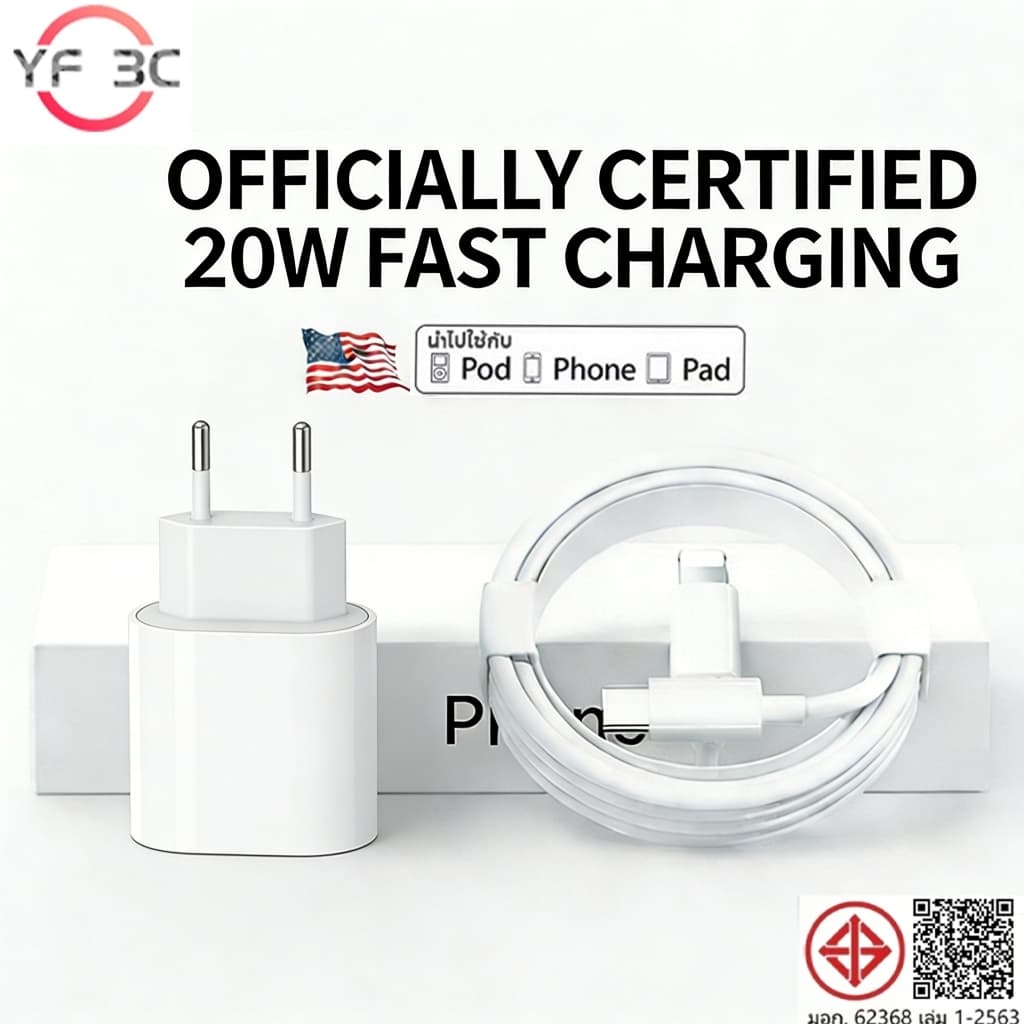 YF 3C 【รับประกัน 1 ปี】ชาร์จไว PD 20Wcharger type c to L สายชาร์จเร็ว+หัวชาร์จชาร์จคุณภาพสูง