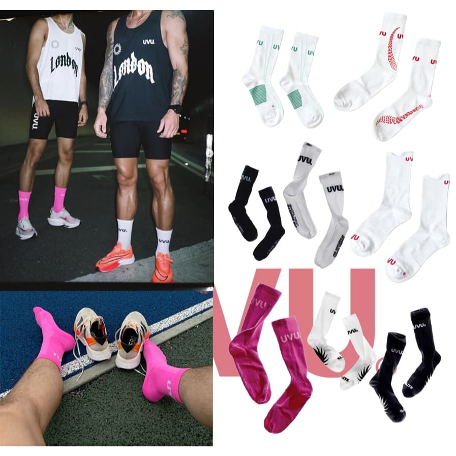 (ไม่ใช่ของขวัญ)พร้อมส่ง!! UVU Running Sock (Black/White)ถุงเท้ากีฬา ถุงเท้าขายาว