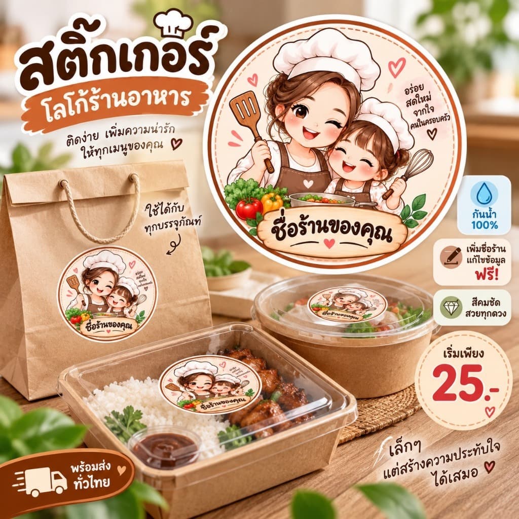 OD036สติ๊กเกอร์ร้านอาหาร เพิ่มชื่อร้าน ฮาลาล กันน้ํา100%