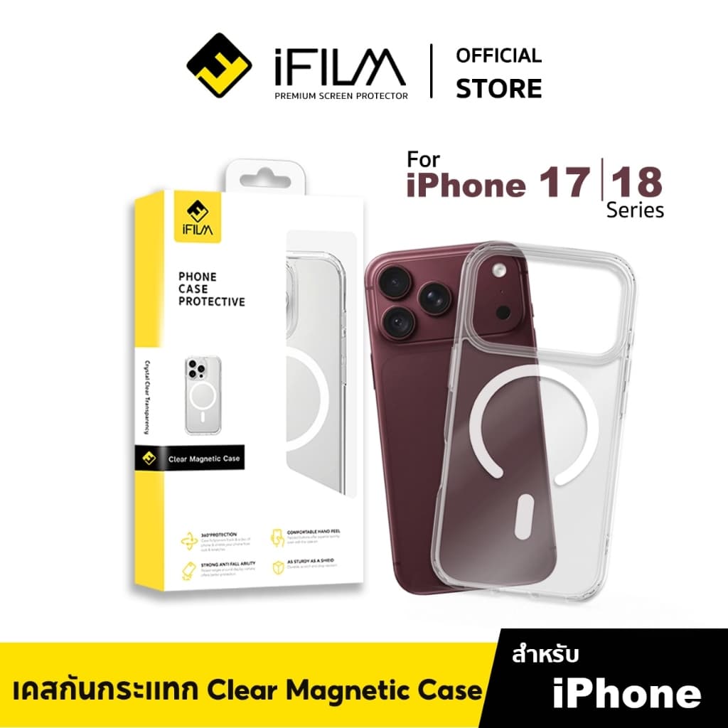 iFilm เคสใส For iPhone 18ProMax 18 Pro 17ProMax 17Pro 17Air 17 16 15 14 13 เคสปกป้อง กันกระแทก Case แม่เหล็ก รูปที่ 1