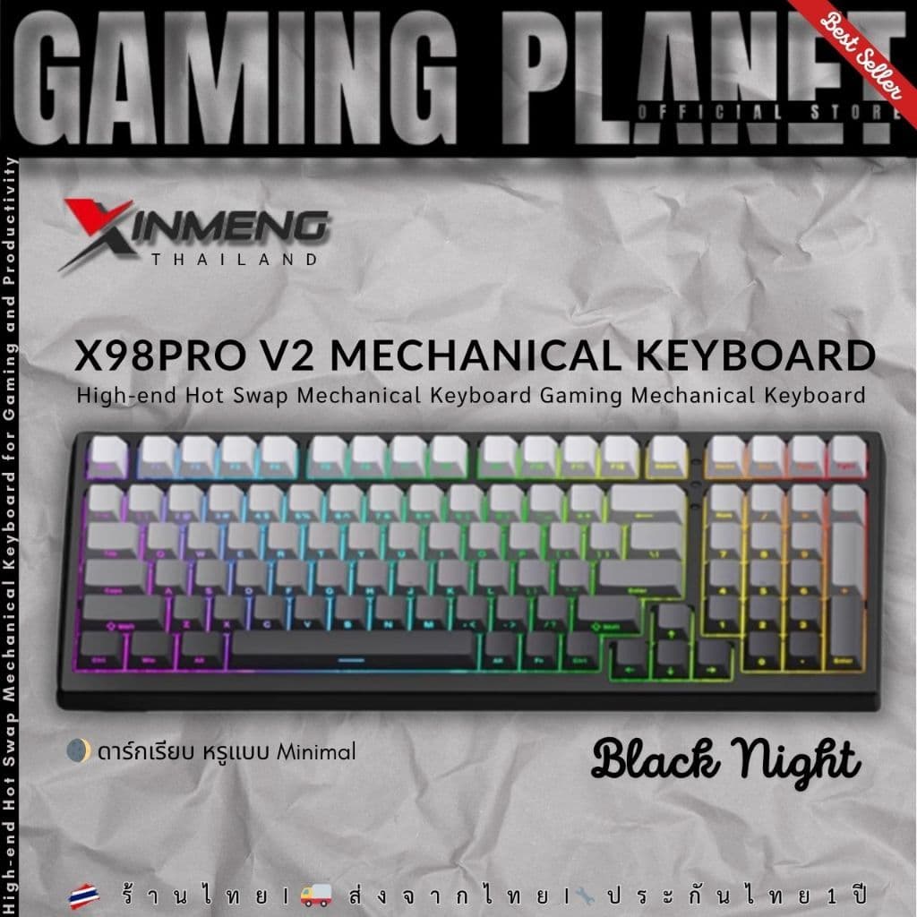 XINMENG X98 Pro V2 | Mechanical keyboard-คีย์บอร์ด 99 คีย์ ไร้สาย Hot-swap 3 โหมด โครงสร้าง Leaf Gasket