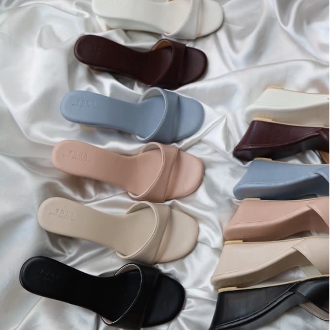 YOURSHOES O18 / รองเท้าส้นสูง 2.5นิ้ว รองเท้าหนังนิ่ม รองเท้าแบบสวม
