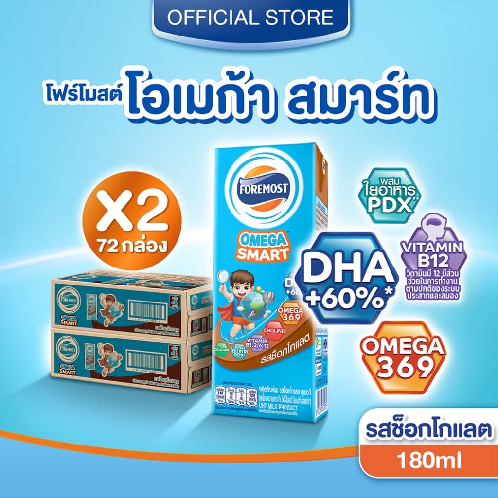 โฟร์โมสต์ โอเมก้า 369 รสช็อคโกแลต 180มล (36กล่อง/ลัง) Foremost Omega 369 Chocolate 180ml รูปที่ 1
