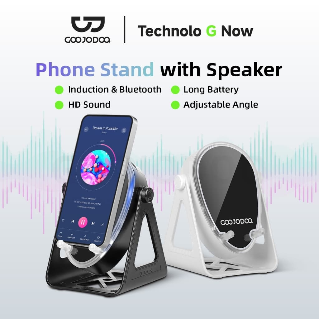 GOOJODOQ ลําโพง ขาตั้งโทรศัพท์ Rgb ลําโพงบลูทูธ Bluetooth 5.3 ลําโพง 2.5 วัตต์ เวลาเล่น 5 ชั่วโมง