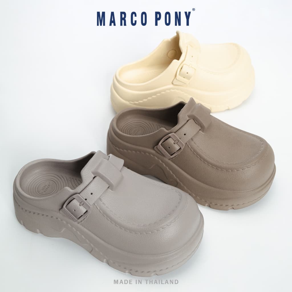 Marco Pony รองเท้าแตะหัวโต ทรงมินิมอล แฟชั่นผู้หญิง EVA พื้นหนานุ่ม ใส่สบาย Size 36-41 รุ่น MH9037