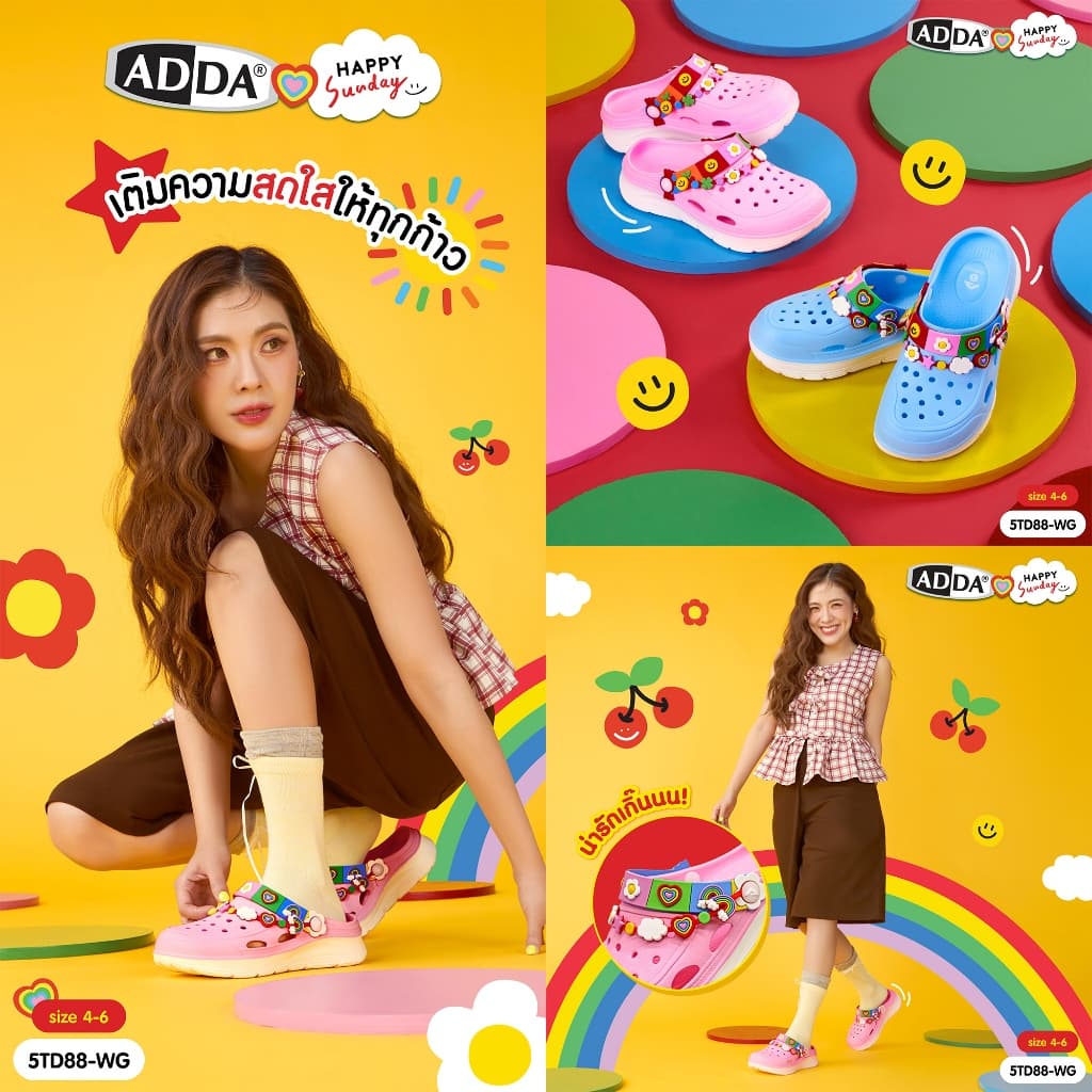 ADDA x HAPPY SUNDAY ลิขสิทธิ์แท้ 2density สําหรับผู้หญิง รุ่น 5TD88WG (ไซส์ 4-7)