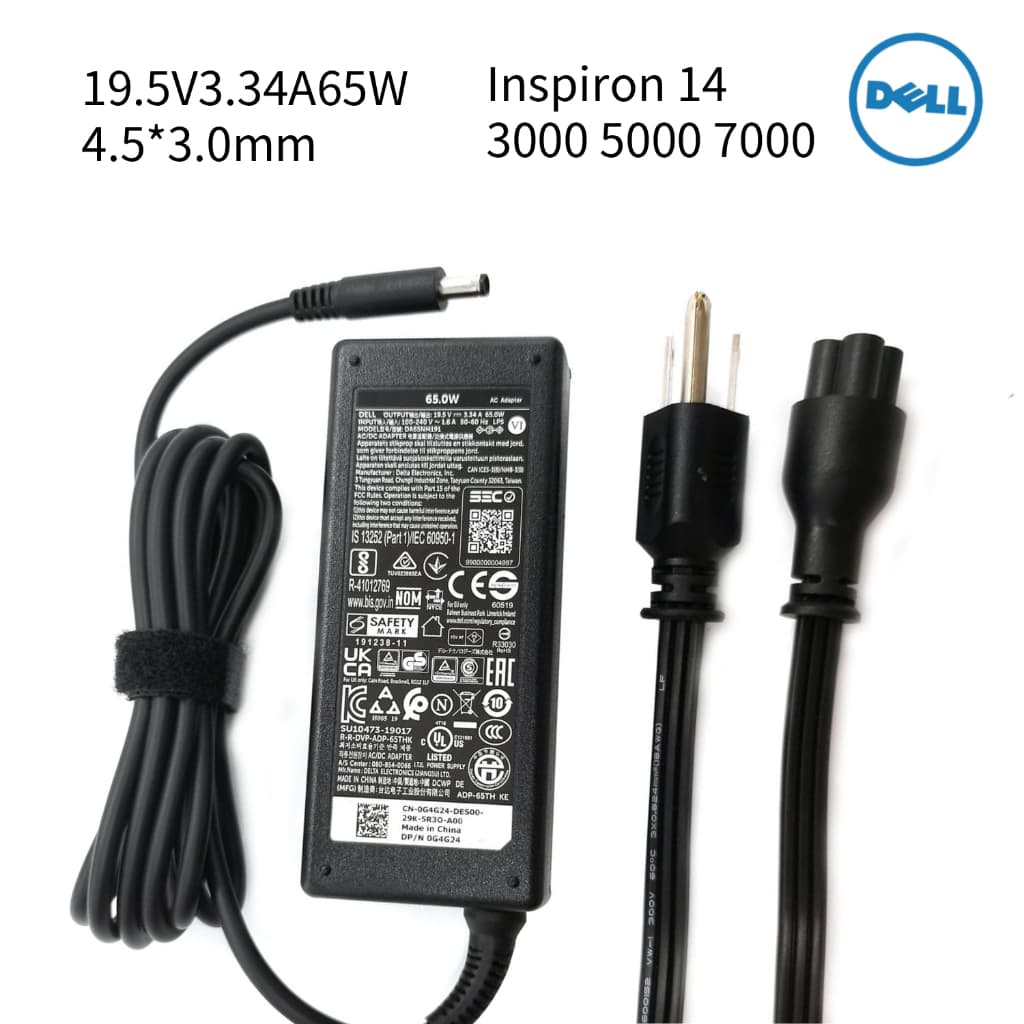 อะแดปเตอร์โน๊ตบุ๊ค Dell 19.5V3.34A 65W 4.5*3.0mm Inspiron 15 13 Latitude 3490 XPS 13 Laptop Adapter