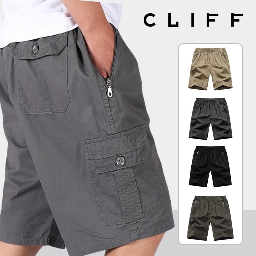 CLIFF กางเกงขาสั้นคาร์โก้ผู้ชาย ไซส์ใหญ่ L-5XL ผ้าฝ้ายระบายอากาศ ทรงหลวม ลําลอง ใส่สบาย