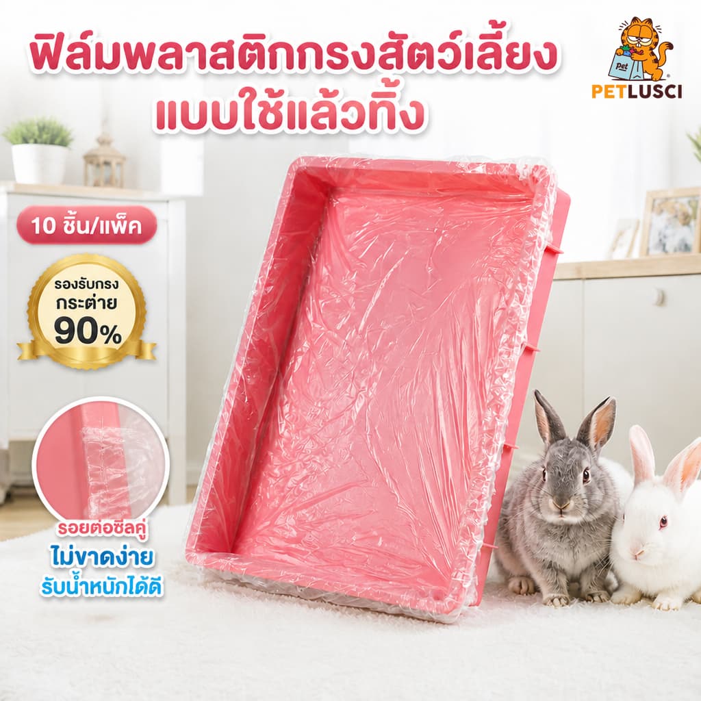 ฟิล์มพลาสติกรองถาดกรงสัตว์เลี้ยง🐰10ชิ้น/แพ็ค ใช้แล้วทิ้ง ทนทาน กระต่าย หนูตะเภา รองกรงสัตว์เลี้ยง